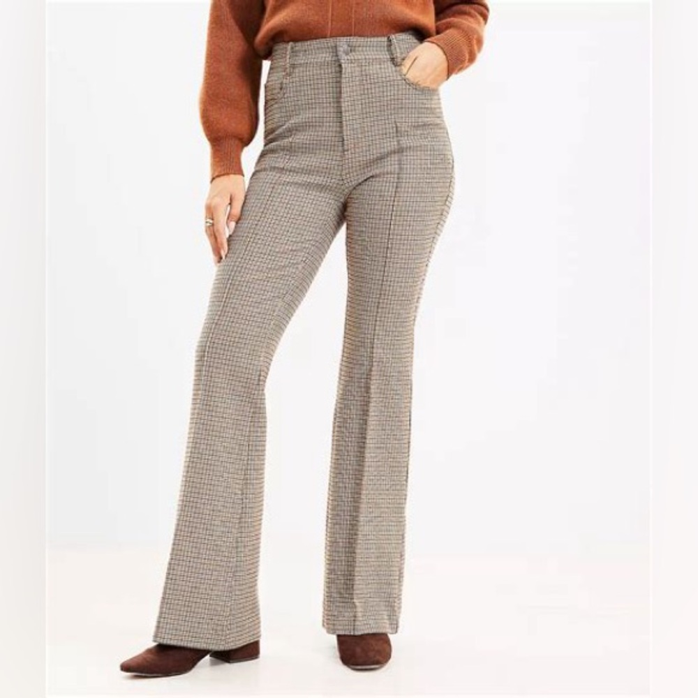 Loft Plaid -Five Pocket Slim Flare Pants in Bi-Stretch sz 4P